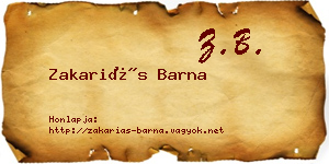 Zakariás Barna névjegykártya